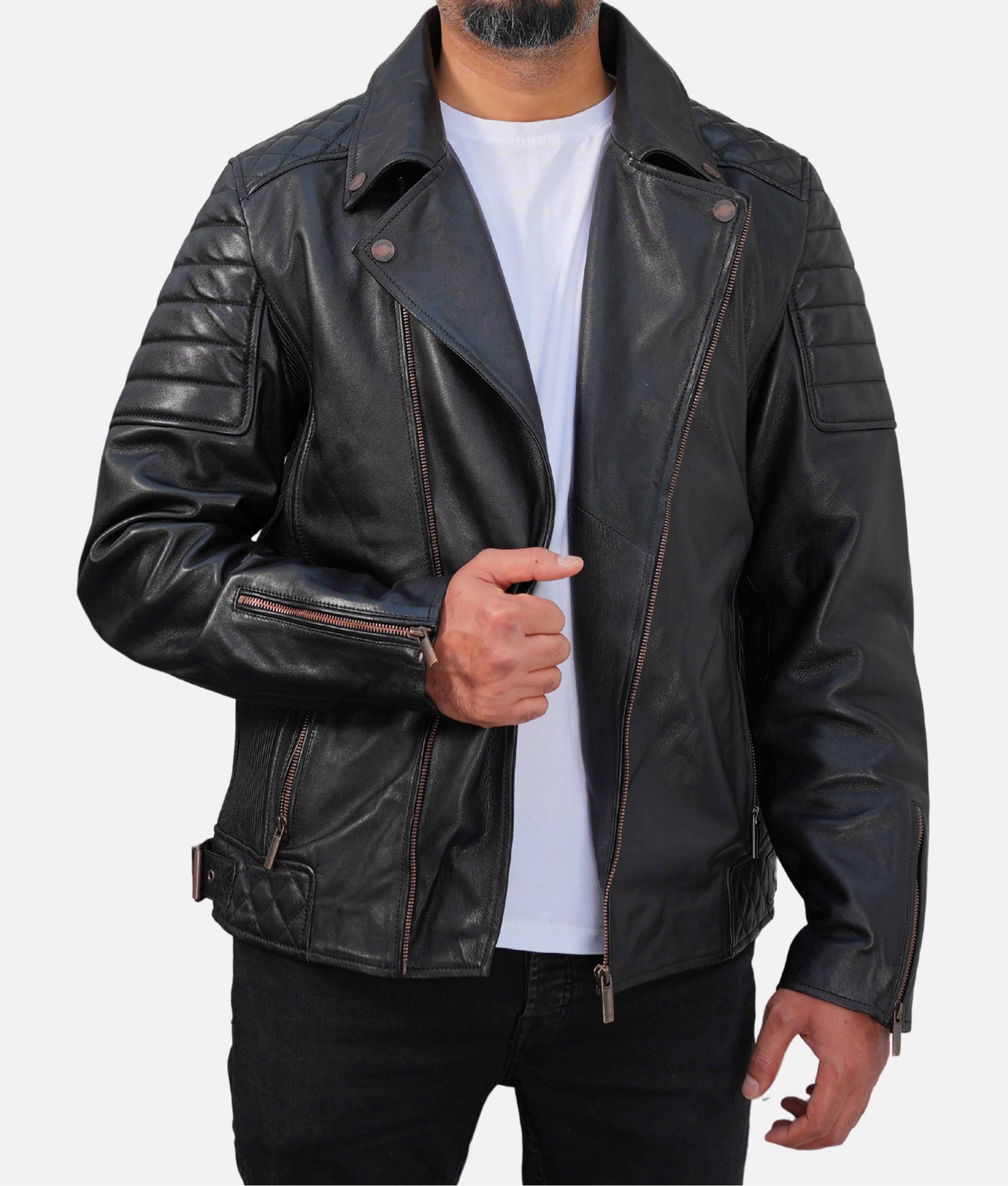 mens biker jacket black